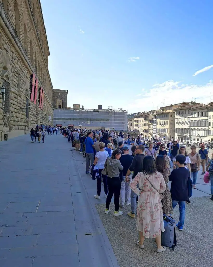 Long line for tickets in Florence